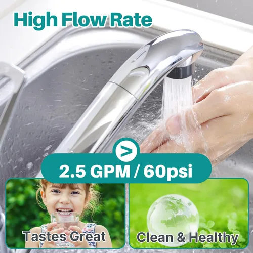 Miniatura 6 de ICEPURE WFC5300A Sistema de filtro de agua debajo del fregadero, vida ultralarga de 3 años o 22000 galones, reemplazo para el sistema de filtración