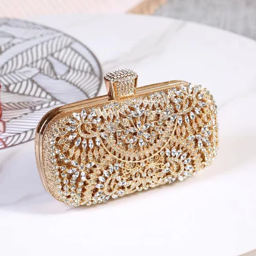 Miniatura 2 de Bolsos de mano de noche, bolso de mano para mujer, boda, graduación, fiesta, regalo de Navidad y fiesta de Navidad, dorado (G-Gold)