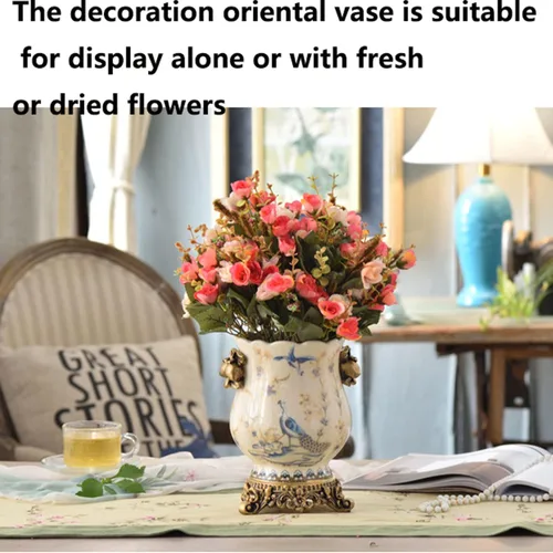 Miniatura 2 de Jarrón de cerámica alto para suelo, florero chino para decoración del hogar, florero japonés de 8.3 pulgadas, recipiente sofisticado para ramas