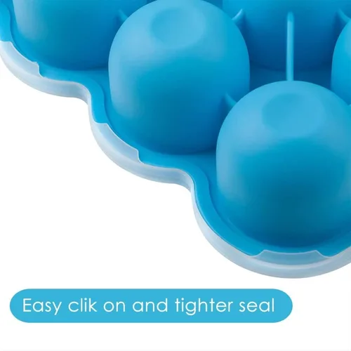 Miniatura 4 de Samuelworld Contenedor de almacenamiento de alimentos para bebés, 12 porciones x 2.5 onzas, bandeja de silicona sin BPA con tapa de clip para Azul