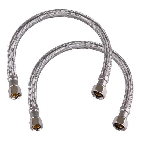 Miniatura 8 de Hausen Conector de grifo de acero inoxidable de 30 pulgadas 3/8 pulgadas C x 1/2 pulgadas FIP, línea de suministro de grifo, paquete de 2