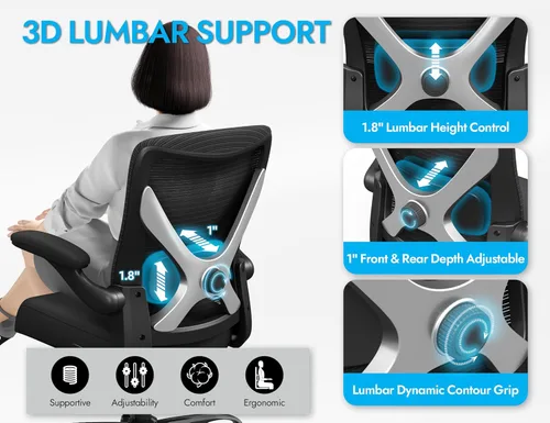 Miniatura 5 de Ergalithic Silla ergonómica de oficina – Sillas de escritorio de computadora en forma de X cómodas, silla de juegos de malla con respaldo alto