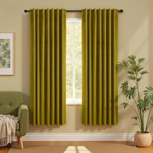 Miniatura 21 de Cortinas de terciopelo con trabilla trasera de 52 x 63 pulgadas de color naranja quemado de KOUFALL