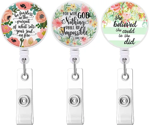 Miniatura 15 de Carrete retráctil para credenciales de enfermera, lindo nombre, carretes decorativos para tarjetas de identificación con clip en soportes