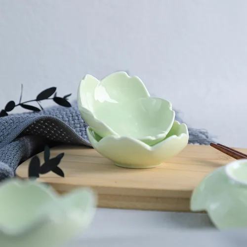 Miniatura 3 de WAIT FLY Hermosos platos de cerámica con forma de Sakura de 3 pulgadas, soportes para bolsas de té, platillo de ketchup / platos