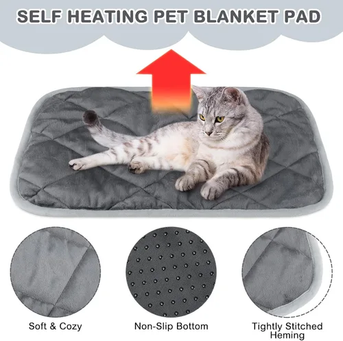 Miniatura 63 de Paquete de 4 Almohadillas Autocalentables para Gatos, Alfombrilla Autocalentable para Perros que Refleja el Calor Corporal, Almohadilla Térmica