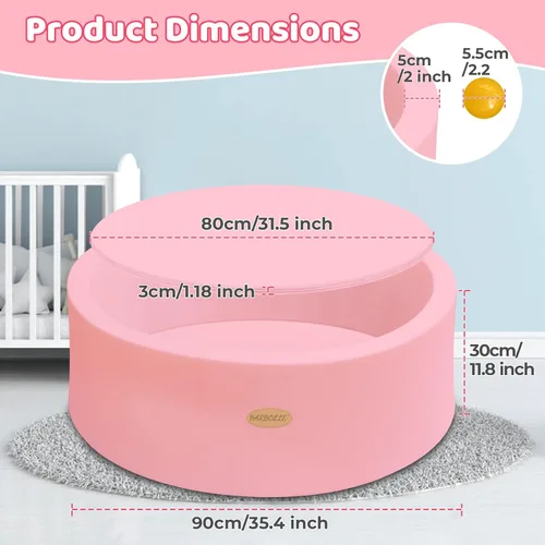 Miniatura 7 de HARBOLLE Pelotas redondas suaves de espuma viscoelástica de 35.4 pulgadas, no incluidas, corralito para interiores y exteriores, para bebés y niños