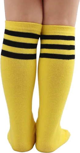 Miniatura 4 de DRESHOW BQUBO Kids Toddler Soccer Socks Striped Knee High Cotton Uniform Sports Athletic Long Tube Socks for Youth Boys Girls