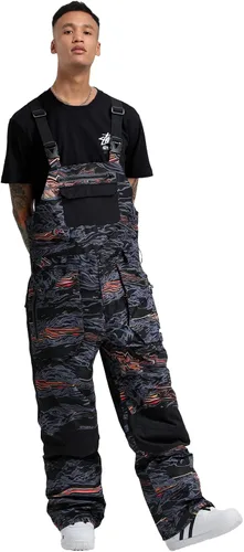 Miniatura 4 de GSOU SNOW Pantalones de esquí para hombre, overol de nieve para snowboard, impermeable, resistente al viento, con correa ajustable, para invierno