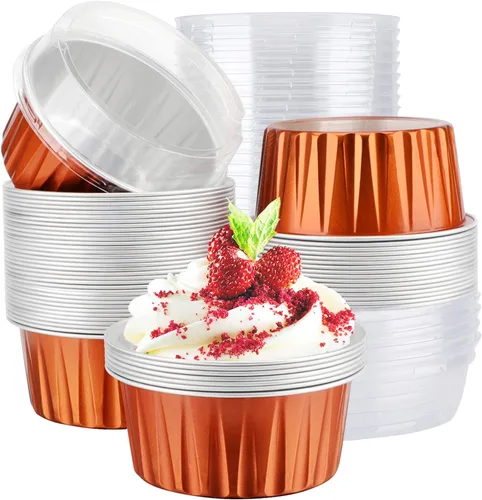 Miniatura 29 de EUSOAR Forros para cupcakes para hornear, 50 forros para magdalenas de 5 onzas, moldes de papel de aluminio desechables, recipientes de postre, 5