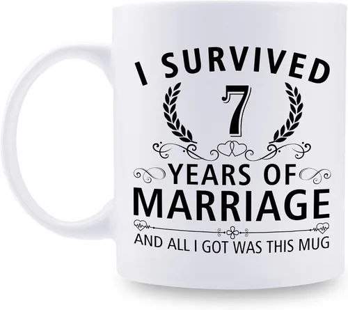 Miniatura 22 de Taza de café de 11 onzas con texto en inglés "I Survived 50 Years of Marriage and All I Got Was This Cup" para el 50 aniversario de boda y para él
