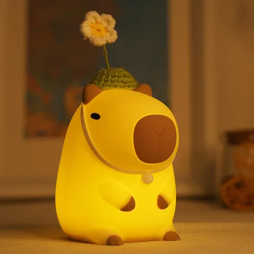 Miniatura 14 de Attivolife Capybara - Luz nocturna para niños, lámpara de noche de silicona animal recargable por USB, control táctil con regulador y temporizador