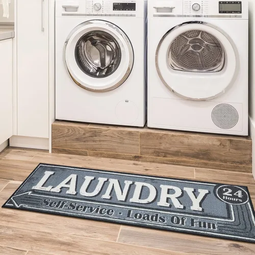Miniatura 23 de Alfombra lavable a máquina con diseño de texto antideslizante con parte trasera de goma, 2 x 5, para lavandería, para baño, lavadero, 20 x 59