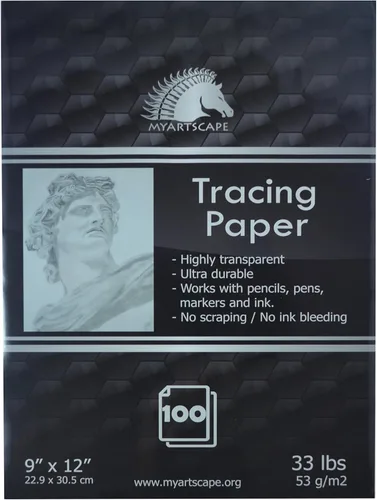 Miniatura 4 de MyArtscape Art Supplies - Papel de transferencia de grafito de calidad para artistas, 9 x 13 pulgadas, 25 hojas, papel de carbono encerado, con bloc