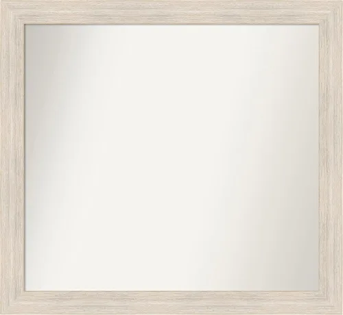Miniatura 539 de Amanti Art Espejo de baño blanco para sobre el fregadero, 30 x 35 pulgadas, espejo de tocador rectangular estrecho de Eva de oro blanco, marco