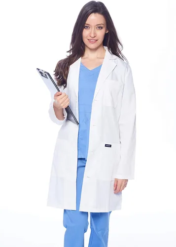 Miniatura 4 de Dagacci Medical Uniform Abrigo de laboratorio unisex de 35 pulgadas, blanco, talla XS a XXL, Blanco