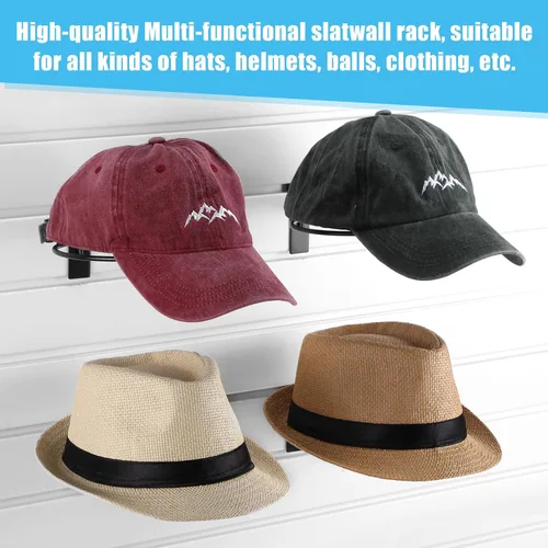 Miniatura 2 de Kigley 6 piezas de sombrero de alambre para gorras de béisbol, accesorios de metal negro, estantes minoristas para puerta de mercancía, armario