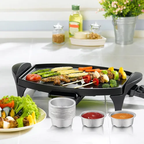 Miniatura 4 de Eaasty 150 tazas para hornear con tapas, forros para magdalenas de 1.6 onzas, papel de aluminio, mini moldes para tartas, pequeños recipientes