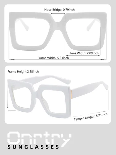 Miniatura 6 de Onrtry - Gafas de luz azul grandes y cuadradas para mujeres y hombres, con marco grueso, para computadora, sin receta, gafas de gran tamaño Marco