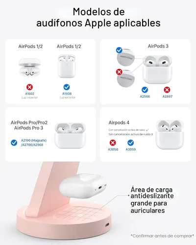 Miniatura 5 de Anlmz Estación de carga 3 en 1 para iPhone, cargador inalámbrico para iPhone 17 16e 16 15 14 13 12 11 X Pro Max y Apple Watch - Base de carga