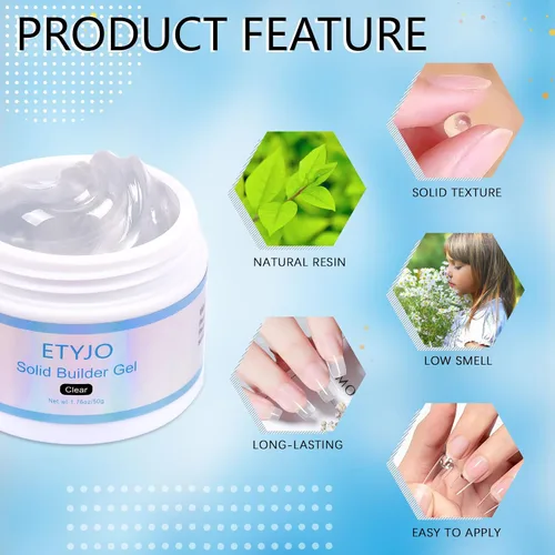 Miniatura 5 de Constructor de gel sólido para uñas, 1.76 oz de gran capacidad, transparente, antiadherente, 3D, para arte de uñas, extensión de uñas, gel duro
