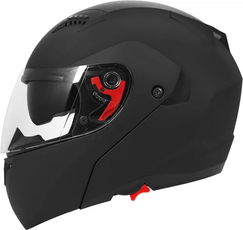 Miniatura 7 de DOT Approved Modular Flip-Up Dual Visor Motorcycle Full Face Helmet for Adults Men & Women with 2 Removable Visors (1 Clear + 1 Tinted)，Suitable for