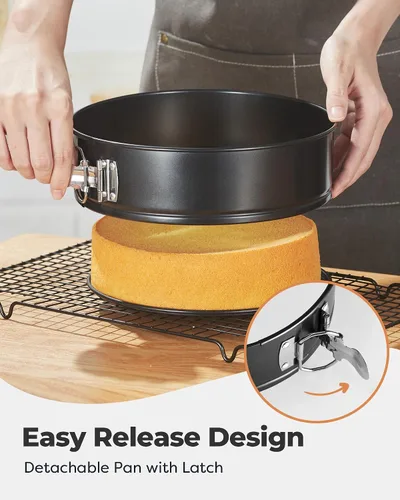 Miniatura 2 de Kootek Juego de 3 moldes para tartas antiadherentes con parte inferior extraíble, 4, 7, 9 pulgadas, moldes redondos para hornear pasteles de queso