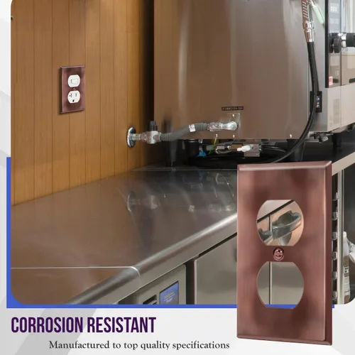 Miniatura 3 de ENERLITES Placa de pared de metal para receptáculo dúplex, tapa de salida de acero inoxidable, resistente a la corrosión, tamaño estándar de 1 Cobre