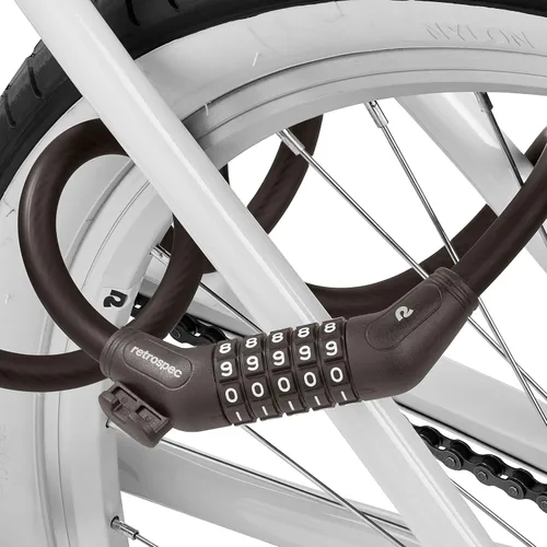 Miniatura 6 de Retrospec Grizzly Plus - Candado de combinación para bicicleta, resistente antirrobo con combo personalizado de 5 dígitos, cable resistente a cortes