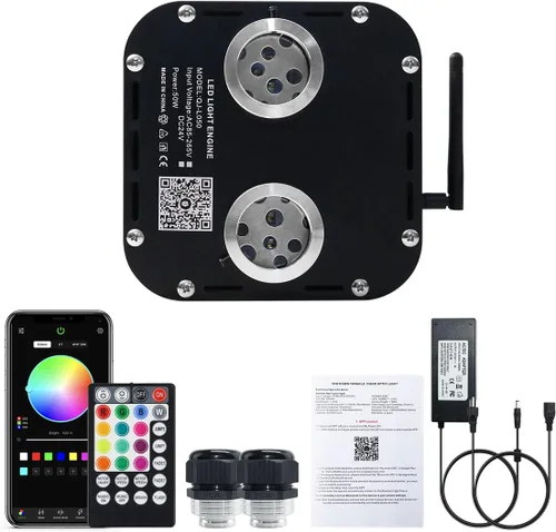 Miniatura 7 de AKEPO 4 Color 36W RGBW Luz de Fibra Óptica Parpadeante Solo Fuente de Luz, 4 Puertos RGBW Parpadeante + Activado por Música + Control a través