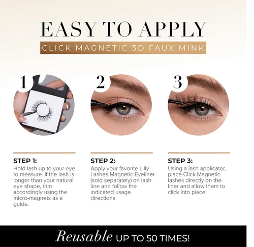 Miniatura 7 de Lilly Lashes Pestañas postizas magnéticas con clic - Pestañas magnéticas falsas de visón sintético irremplazables para un aspecto natural - Pestañas