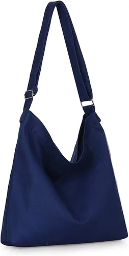 Miniatura 102 de Covelin - Bolsa de hombro informal de lona para mujer, estilo bohemio y retro, bolsa de mano, bolso cruzado, tamaño grande