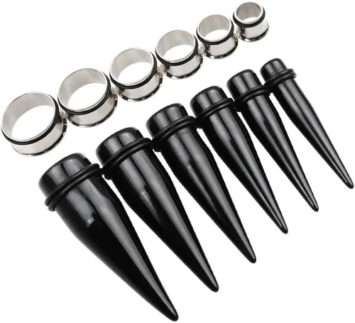 Miniatura 6 de TOPBRIGHT Juego de 24 tapones de acrílico UV y tapones de acero quirúrgico, kit de medidores de oído, juego de estiramiento de ojales, 00G-0.787in