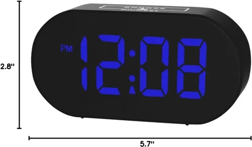 Miniatura 9 de Plumeet [Versión actualizada] Reloj despertador LED digital con atenuador de brillo ajustable y volumen de alarma, pantalla de dígitos azules de 12