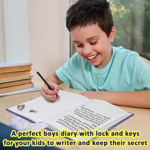 Miniatura 5 de GINMLYDA Diario para niños con candado, diarios de dinosaurios 7.1x5.3 160 páginas, diario secreto para niños, lindo cuaderno con cerradura y llave