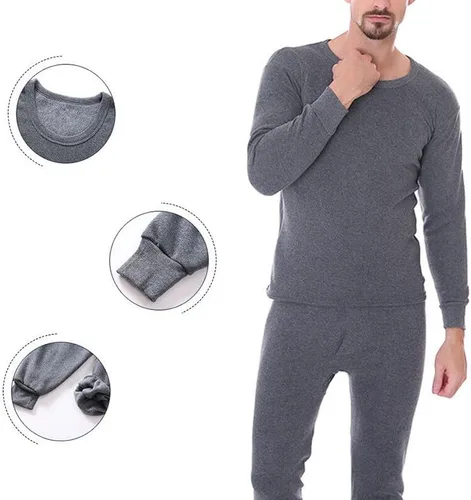 Miniatura 3 de Goyoma Conjunto de ropa interior de invierno 100 % algodón con forro polar para hombre