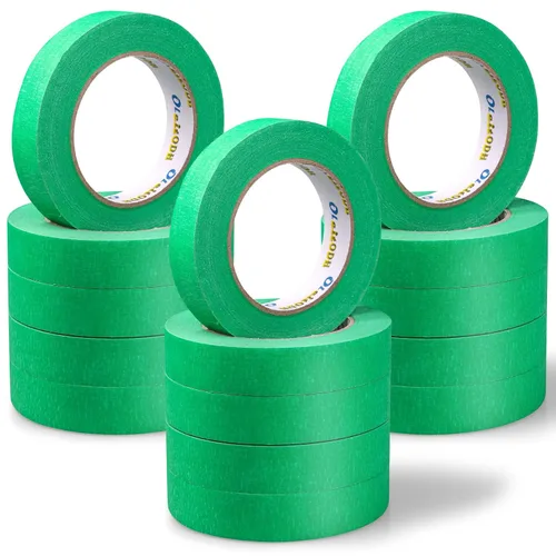 Oleitodh 15 Rollos de Cinta Verde para Pintores a Granel 1 pulgada x 825 Yardas, Cinta de Enmascarar para Pintores Sin Residuos Cinta de Pintura de