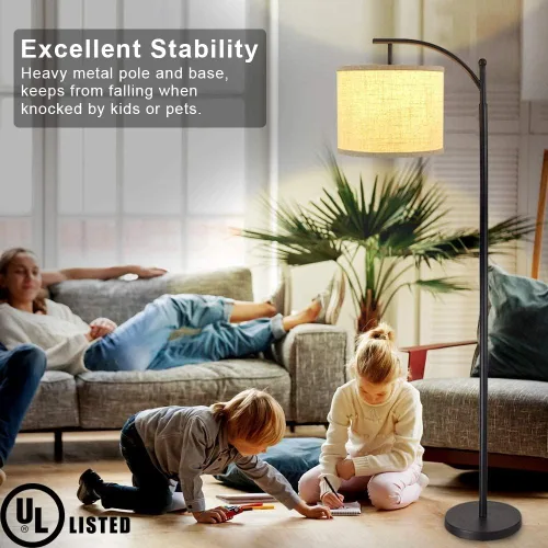 Miniatura 10 de DLLT - Lámpara de pie de arco moderna, lámpara de pie de granja con pantalla de linterna, luz de lectura alta industrial para dormitorio, sala