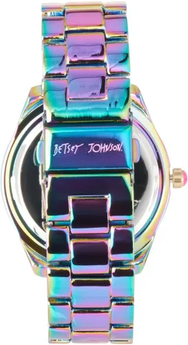 Miniatura 5 de Betsey Johnson Juego de reloj para mujer - Reloj de pulsera con correa de eslabones con pulseras apiladas y esfera de fácil lectura