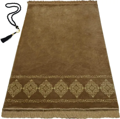 Modefa Alfombra de oración islámica turca, grande y ancha, de terciopelo suave, Janamaz, cómoda alfombra de oración musulmana para hombres y