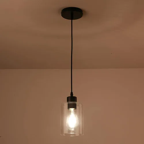 Miniatura 4 de Moderna lámpara colgante cilíndrica de cristal transparente de granja, luces de isla para cocina, mini iluminación colgante para decoración de isla