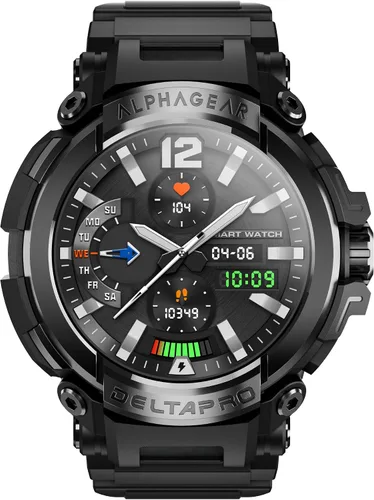 Miniatura 4 de ALPHAGEAR Delta Pro Smartwatch para hombre, reloj inteligente militar táctico, resistente al agua y al polvo, batería de 21 días, funciona de -10F a