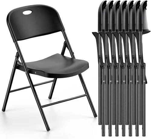 Miniatura 8 de Nazhura Silla plegable de plástico resistente con límite de peso 350 con marco de acero reforzado para interiores y exteriores, boda, fiesta