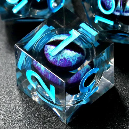 Miniatura 10 de FONVGOGO Dados Ojo de Dragón para Mazmorras y Dragones, Juego de Dados de Resina de Borde Afilado con Núcleo Líquido D&D Dados Poliédricos del Ojo