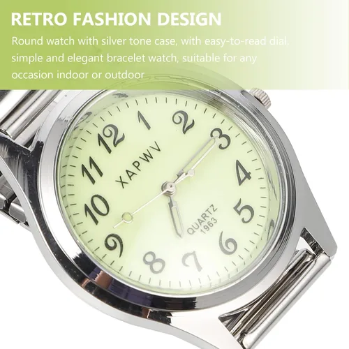 Miniatura 2 de Hemobllo Reloj casual digital luminoso para ancianos, banda elástica, regalo para pareja