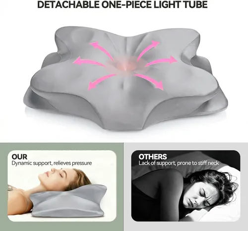 Miniatura 5 de Almohada cervical para el alivio del dolor de cuello, almohada ergonómica de espuma viscoelástica con funda de satén sedoso resistente a