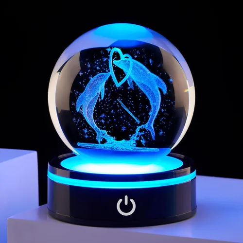 Miniatura 12 de Decoración de medusas de bola de cristal 3D, regalo para hombres y mujeres: luz nocturna de biología oceánica, regalos para hija/hijo, cumpleaños