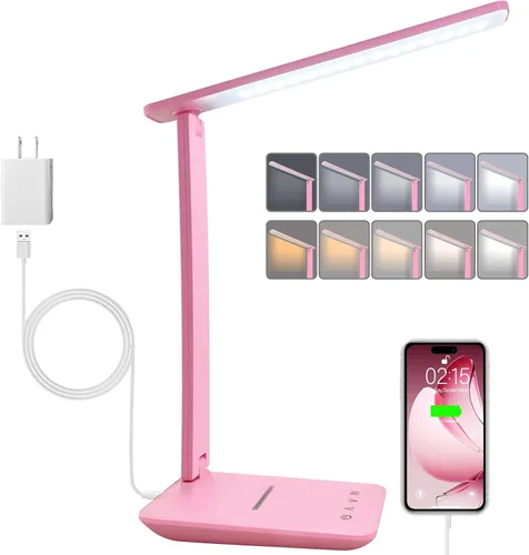 Miniatura 8 de karidi Lámpara de Escritorio LED Regulable Lámpara de Mesa con Puerto de Carga USB, 5 Modos de Iluminación, Control Sensible, Luz de Escritorio