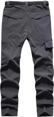 Miniatura 2 de MOERDENG Pantalones de senderismo ligeros para hombre con cinturón, impermeables, de secado rápido, pantalones tácticos elásticos