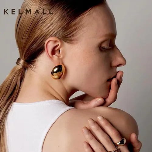 Miniatura 3 de KELMALL Aretes tipo argolla de oro de 14 quilates para mujer, hipoalergénicos, gruesos, redondos, no se deslustra, para orejas sensibles
